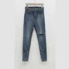 Stretchy High Waist Jeans Kvinna Skinny Pencil Ripped Hole Elastic Denim Trousers Plus Size Womens Clothing 10396 210510