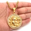 yutong Unisex 316L Stainless Steel Cool Gold-Color Medusa Clean Stone Pendant Chain239W