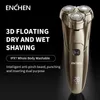 Enchen Electric Shaver Shaving Machine 3D Floating Triple Blade Razor Män IPX7 Vattentät uppladdningsbar tvättbar skägg trimmer P0817