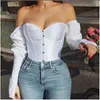 Women Sexy Off Shoulder Shirt Blouse Lady Girls Fashion Back Bandage Slim Bustier Female Leotard Corset Ladies' Solid Tops Wear 220311