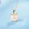 Chinese New Zodiac Tiger Necklace Women's Fashion Benmingnian S925 Sterling Silver Pendant with Hetian Jade Clavicle Chain