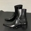 Real Picture exclusive handmade genuine leather buckle strap jurdpur men Boots classical black chain high top luxury Boot