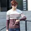 Men's Sweaters Men's Korea Stripe And Pullovers Men Long Sleeve Knitted Sweater High Quality Winter Mature Homme Warm Navy Coat