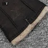 冬のメンズレザーグローブハイグレードディアーススキンハンドウ縫い暖かい耐摩耗波パターン冷防止ミッテン70％ウールライニング211216
