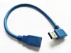 Datorkablar, 30cm längd 90 grader Vänster vinklad USB 3.0 En manlig till rak kvinnlig förlängningskabel / 2pcs