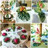 Dekorativa blommor kransar 12pc grön konstgjord montera palmblad för tropiska hawaiian temaparti bröllop dekoration födelse3645083