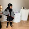 Kazak Bahar Sonbahar Kızlar Pelerin Bebek Mantolu Çocuk Cape Çocuk Kazak Giyim Örme Ins Kaburga Örgü Yarasa Kollu 1 ila 6 YRS