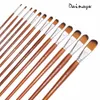 13 Stks Filbert Brush Set Nylon Haar Lange Handvat voor Aquarel Acryl Olieverfschilderij Kunstenaar Tekening Tool School Art Supplies SH190919