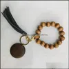 Aessories Kobiety i mężczyźni 7 stylów moda breloki drewniane bransoletka brelok z frędzlami Klucz DIY Fibre Pandent Wood Bead Bangle Keys Decorat