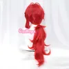 Genshin Impact Diluc Cosplay 60cm Long Red Wig Cosplay Anime Cosplay Wigs Heat Resistant Synthetic Wigs Halloween Y0903