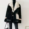 女性秋冬ファッションラムウールの毛皮の毛皮のコート女性厚い暖かい柔らかい偽の毛皮のジャケットオーバーコートカジュアルなアウターウェア211122