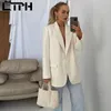 All-Match Women Blazers Повседневная свободная односторонняя кнопка BLAZER BLAZER BLAZER BLAZER с длинным рукавом кармана Lady костюм пальто куртки весна 210427