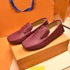 Lyxmärke Herr Loafers Klänning Guld Metall Casual Shoe Grid Platt häl Äkta läder Office Walk Skor Med Box Storlek 38-46