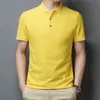 By9988 Business Casual Polo Shirts voor Mannen Zomer Mode Eenvoudige Effen Kleur Revers Slanke Dunne Korte Mouwen Mannelijke Klassieke Tops H1218