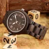 Polshorloges retro houten horloges voor mannen uniek licht ebony klok man volledige natuurlijke band kwarts heren kleine seconden hand met hand relogio masculino