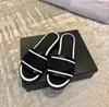 Women Mules C slippers Sandals Pearls Sliders Stuffies Top Quality Lambskin Black White Flat Slippers Ladies Beach Rubber Flip Flops With Box size 35-40 8884