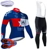 IAM Team hiver cyclisme maillot ensemble hommes polaire thermique à manches longues chemises pantalons à bretelles Kits vêtements de vélo de montagne course vélo combinaisons de sport S210507101