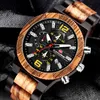 Saatı Kunhuang Kişiselleştirilmiş Özel Çok Fonksiyonlu Askeri Ahşap İzle Erkekler Chronograph Kuvars Saatler Relogio Masculino