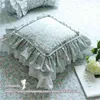 European embroidered cushion ruffle Lace Satin cotton pillow cover Backrest Lumbar Square Hold Pillow Case