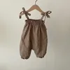 Milancel sommar baby kläder solid bomull överaller koreanska lösa toddle rompers enkla casual spädbarn outfits 210816