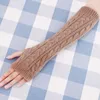 Fingerless Gloves Solid Color Hand Knitted Women's Wrist Arm Warmer Winter Spring Mitten