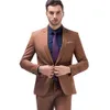 Ny Design Bourgogne Mens Bröllopsdrag Brudgum Tuxedos Slim Fit Two Pieces Groommen Prom Evening Formal Wear Bästa Man Passar (Jacka + Byxor)