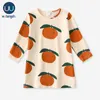 Toddler Boy Girl Clothes Family Matching Cotton Casual T-shirt + Klänningar Orange Baby Romper Legging Kids Tees 220217