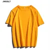 Summer 100% Cotton Soft Mens T Shirts Casual Short Sleeve O-Neck Regular Fit Black White Yellow Basic Tops Tees M-4XL 210629