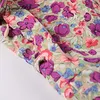 Yitimuceng Purple Floral Print Dresses Women Summer Lace Up Mini High Waist Trumpet Puff Sleeve Sundress Fashion Boho Dress 210601