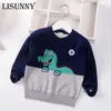2021 Nowa Jesień Zima Baby Boys Sweter Jumper Cartoon Dinozaur Dzieci Swetry Toddler Pullover Odzież dziecięca 2-8y bawełna Y1024