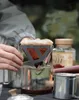 新しいステンレススチールコーヒーフィルター屋外キャンプ折りたたんでポータブルコーヒードリップラック折りたたみ式コーヒードリッパー210326