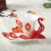 Creative 3d handgjorda porslin emalj påfågel kaffekopp set med tallrik och sked present keramiska te koppar gåva till sjöss t2i52994