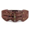 Women Leather Belt Wide Cummerbund Waist Belts Female Retro Rivet Waistband Elastic Corset Strap For Dress Band