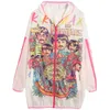 Summer Women Long Cartoon Print Chic Sunscreen Clothes Loose Hooded Coats 210820