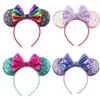 2021 Christmas cosplay headdress hoop Princess Glitter Mouse Ears Headband Big Sequin Bow Band For Girls Women Hair Accessories