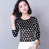 Fashion Casual Women Tops Long Sleeve O-neck Elegant Clothing Printed Dot Floral Slim Fit Blouses 6112 50 210508