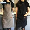 Förkläden Fashion Canvas Kitchen for Woman Men Chef Work Apron Grill Restaurant Bar Shop Cafes Beauty Nails Studios Uniform3101777