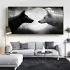 Black and White Wolf Toile peinture murale Art Art Affiches Printes Photos Animaux pour Salon Décoratif Home Décor