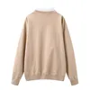 Puwd Oversize Girls Vintage Sweatshirts Spring-秋のファッションレディース襟フリースプルオーバー緩い女性シック210427