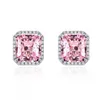 Square 5ct Pink Diamond Stud Earring 100% Real 925 sterling silver Promise Wedding Earrings for Women Bridal Gemstones Jewelry