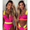 Plavky Seksi Neon Renk Push Yukarı Tanga Bikini Yüksek Kesim Bandaj Mayo Kadınlar 2021 Mayo Yüzmek Plaj Kadın Için Mayo Mayo X0522
