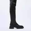 Women Velet Boots 2021 Winter Plus Over -the -Knee Platform Stock Dark Stocking Black Reloy Leather Booties 877