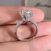 Vintage Flower Solid 925 Sterling Silver 2CT Diamond Rings Finger Luxury Engagement Wedding Eternal Band RING Pour Femmes Bijoux