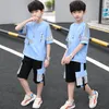 Kleidung Sets Sommer Reflektierende Jungen Kinder T-Shirt Kurzarm + Shorts Set 2 stücke Kinder Babykleidung 8 12 14 Jahre