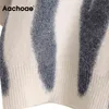 AA ACHOAE осенью женщин базовый o шея напечатанный свитер винтажный ветвь длинный рукав джемпер топы женские повседневные свободные свитеры 211215