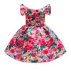 Menina de verão algodão floral impressão dress pequeno voador mangas vestido casual para meninas 2 a 10 anos roupa infantil q0716