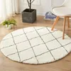 Marokko Zwart Wit Geometrisch Ronde Tapijt Voor Woonkamer Huis Slaapkamer Decor India Katoen Geweven Rug Sofa Koffietafel Vloer Mat 220301