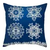Cushion/Decorative Pillow Christmas Decorative Covers Blue Pillowcase White Elk Tree Snowflake Printing Throw Pillows For Sofa Car Cushion C