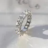 Luxury 925 Sterling Silver Round 3ct Simulated Diamond Wedding Engagement Cocktail Women white topaz Band Rings set Fine Jewelry