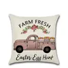 Easter Day Cushion Cover Lovely Smear Egg Truck Printed Linen Pillow Case For Home Sofa Celebration Festival Pillowcase Cushion/Decor Cushio